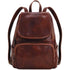 The Floto Livorno leather backpack is a wommen's fashion pack that is handcrafted in Italy. This is the Livorno Backpack in Vecchio Brown. Front view.